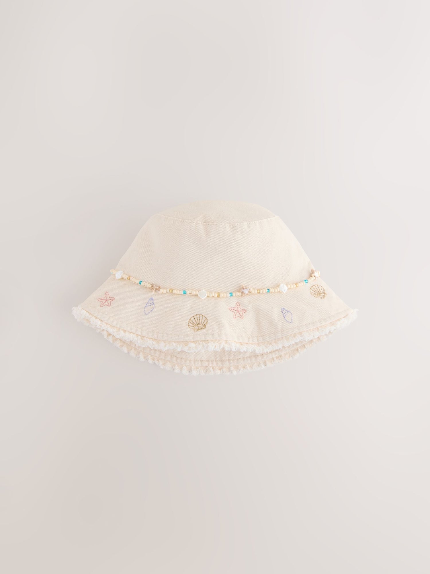 Cream Beaded Chain Bucket Hat (3-16yrs) - Size 3-4 Years (98-104cm) - Default 1