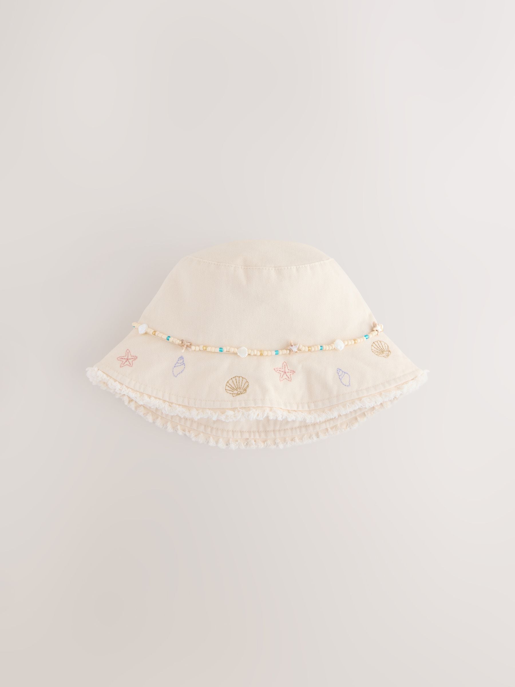 Cream Beaded Chain Bucket Hat (3-16yrs) - Size 3-4 Years (98-104cm) - Default 1