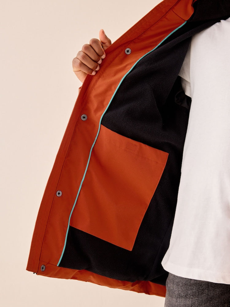 Orange Heavyweight Shower Resistant Faux Fur Trim Parka Coat (3-16yrs)