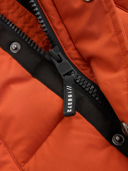 Orange Heavyweight Shower Resistant Faux Fur Trim Parka Coat (3-16yrs)