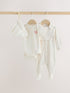 Cream Milk Club Baby Sleepsuit, Bodysuit, Bib and Hat Set 4 Piece (0-9mths) - Up to 1 Month (50-56cm)