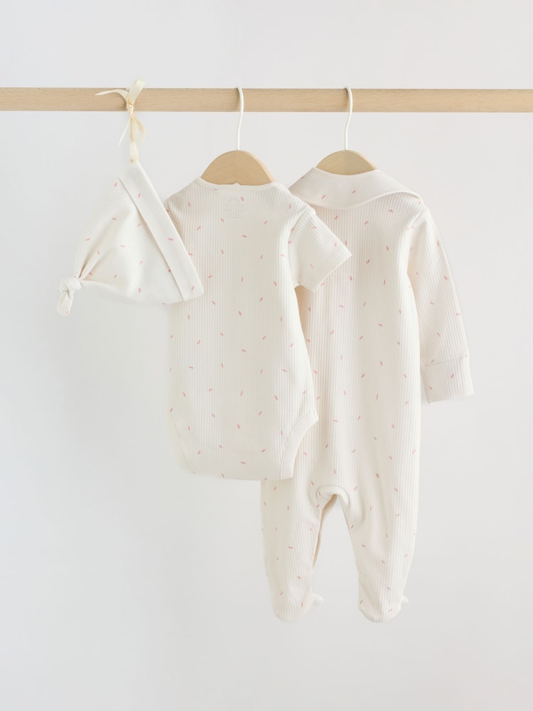 Cream Milk Club Baby Sleepsuit, Bodysuit, Bib and Hat Set 4 Piece (0-9mths)