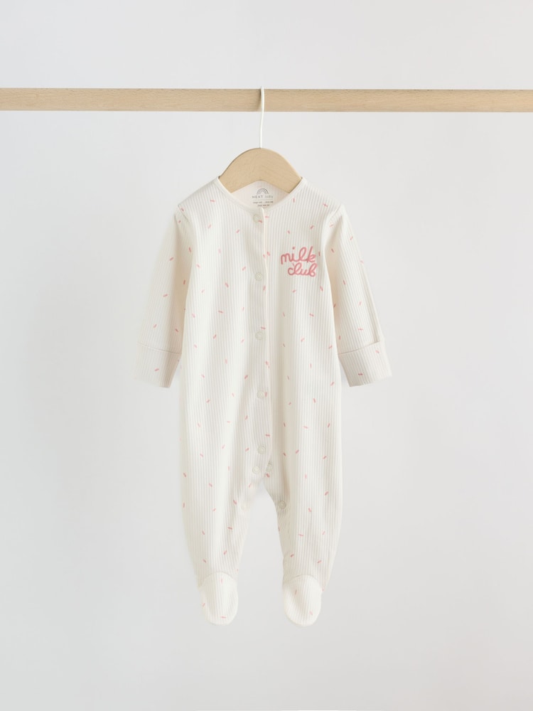 Cream Milk Club Baby Sleepsuit, Bodysuit, Bib and Hat Set 4 Piece (0-9mths)