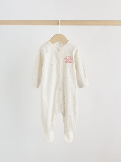 Cream Milk Club Baby Sleepsuit, Bodysuit, Bib and Hat Set 4 Piece (0-9mths)