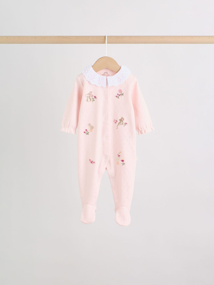 Pink Floral Bunny Sleepsuits 3 Pack (0mths-2yrs)