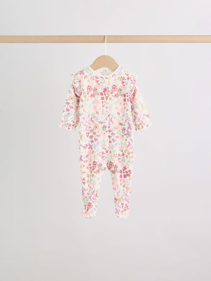 Pink Floral Bunny Sleepsuits 3 Pack (0mths-2yrs)
