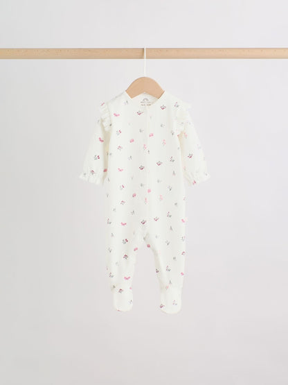 Pink Floral Bunny Sleepsuits 3 Pack (0mths-2yrs)