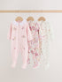 Pink Floral Bunny Sleepsuits 3 Pack (0mths-2yrs)