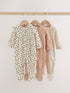 Cream/Pink Polka Dot Baby Sleepsuits 3 Pack (0mths-2yrs) - Cream/Pink Polka Dot / Up to 1 Month (50-56cm)