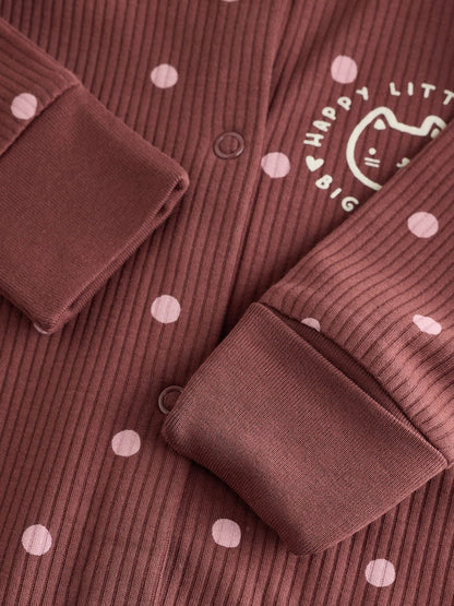 Burgundy/Purple Cat Baby Sleepsuits 5 Pack (0mths-2yrs)