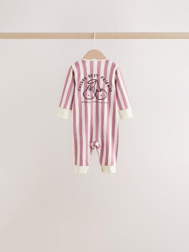 Burgundy/Purple Cat Baby Sleepsuits 5 Pack (0mths-2yrs)