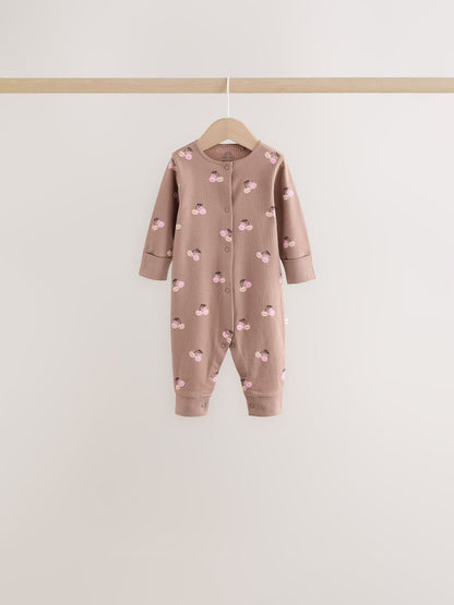 Burgundy/Purple Cat Baby Sleepsuits 5 Pack (0mths-2yrs)