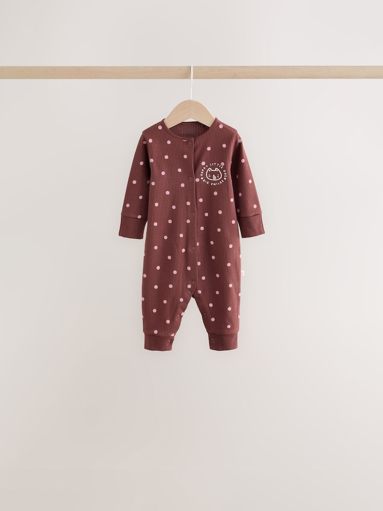 Burgundy/Purple Cat Baby Sleepsuits 5 Pack (0mths-2yrs)