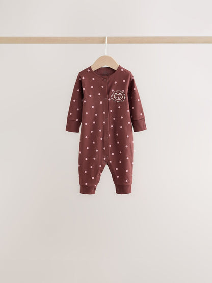 Burgundy/Purple Cat Baby Sleepsuits 5 Pack (0mths-2yrs)