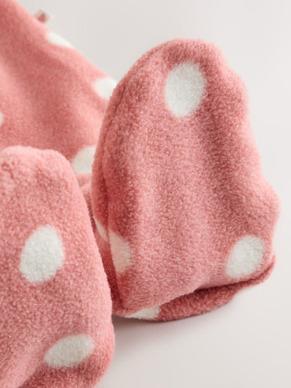 Pink Heart Baby Micro Fleece Two Way Zip Sleepsuits 4 Pack