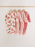 Pink Heart Baby Micro Fleece Two Way Zip Sleepsuits 4 Pack - Up to 1 Month (50-56cm)