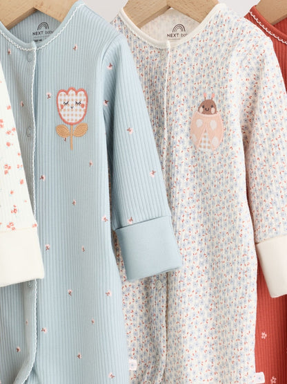 Multi Floral Baby Sleepsuits 4 Pack (0mths-3yrs)