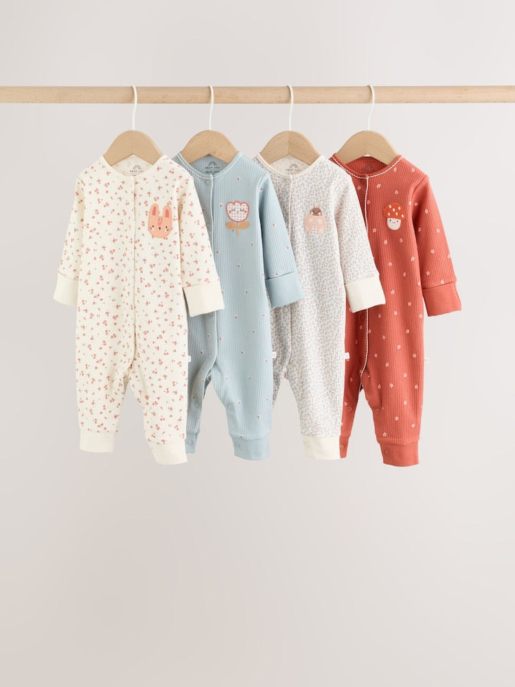 Multi Floral Baby Sleepsuits 4 Pack (0mths-3yrs)