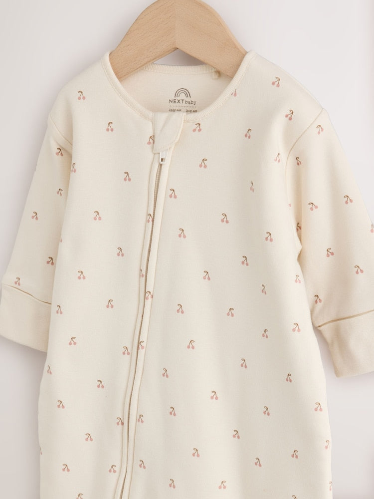 Ecru Cherry 2.5 TOG Wadded Baby Sleepsuit