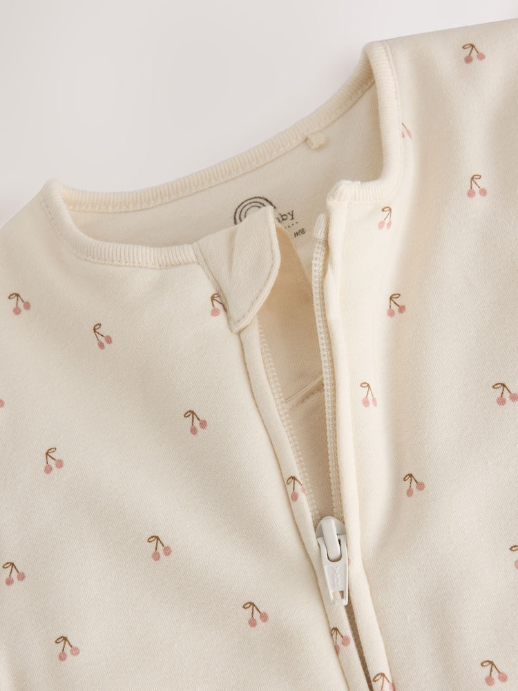 Ecru Cherry 2.5 TOG Wadded Baby Sleepsuit
