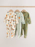 Sage Green Pumpkin Baby Sleepsuits 3 Pack (0mths-2yrs) - Sage Green Pumpkin / Up to 1 Month (50-56cm)