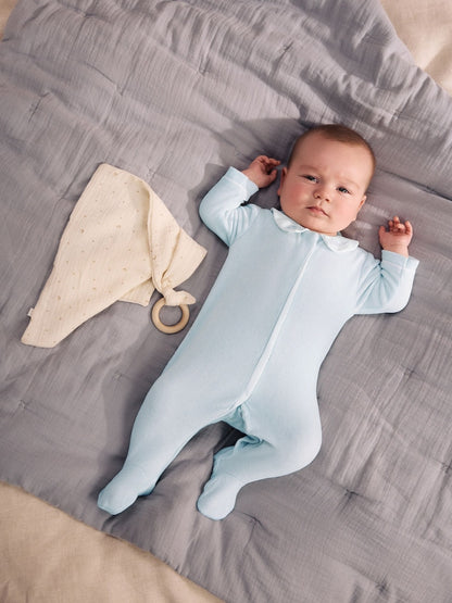 Pale Blue Velour Sleepsuit (0-3yrs) - Pale Blue / 12 - 18 Months (80 - 86cm)