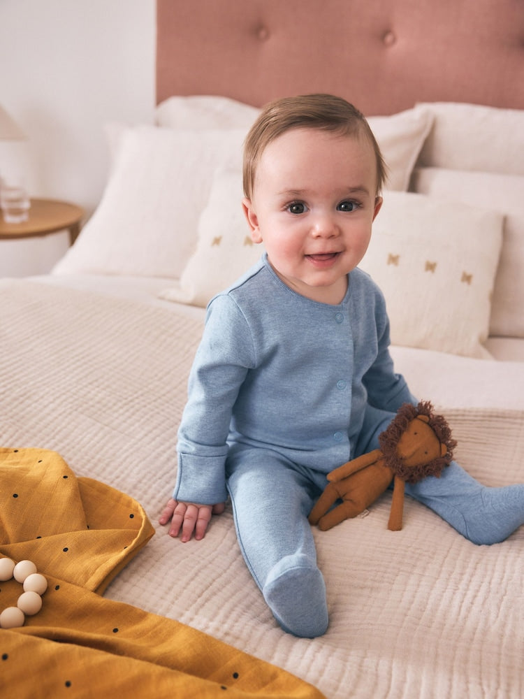 Grey/ Blue/Neutral Baby Sleepsuits 3 Pack (0-2yrs)