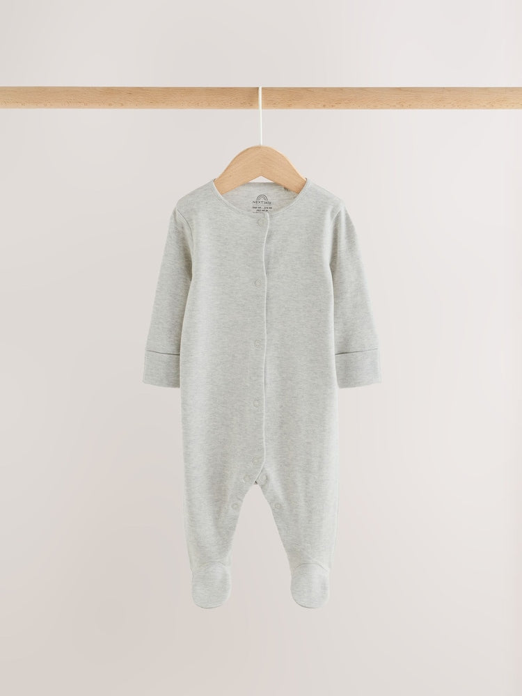 Grey/ Blue/Neutral Baby Sleepsuits 3 Pack (0-2yrs)