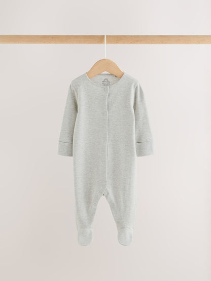 Grey/ Blue/Neutral Baby Sleepsuits 3 Pack (0-2yrs)