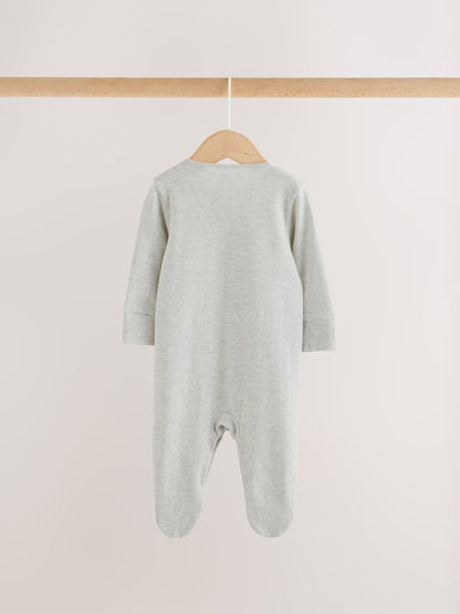 Grey/ Blue/Neutral Baby Sleepsuits 3 Pack (0-2yrs)
