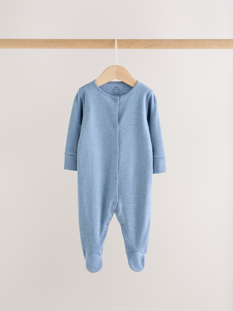 Grey/ Blue/Neutral Baby Sleepsuits 3 Pack (0-2yrs)