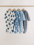 Blue Micro Fleece Two Way Zip Baby Sleepsuits 4 Pack - Up to 1 Month (50-56cm)