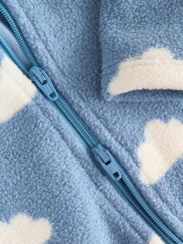 Blue Micro Fleece Two Way Zip Baby Sleepsuits 4 Pack