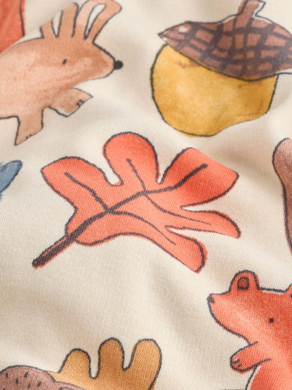 Multi Woodland Animal Fleece Lined Two Way Zip Baby Sleepsuit