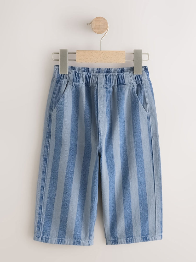 Blue Stripe Pull On Wide Trousers (3mths-7yrs)