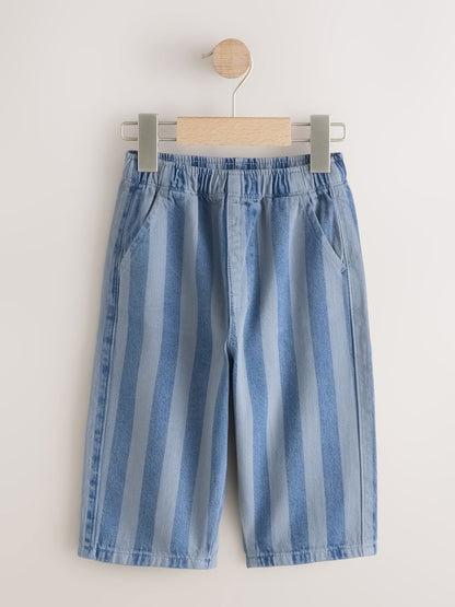 Blue Stripe Pull On Wide Trousers (3mths-7yrs)