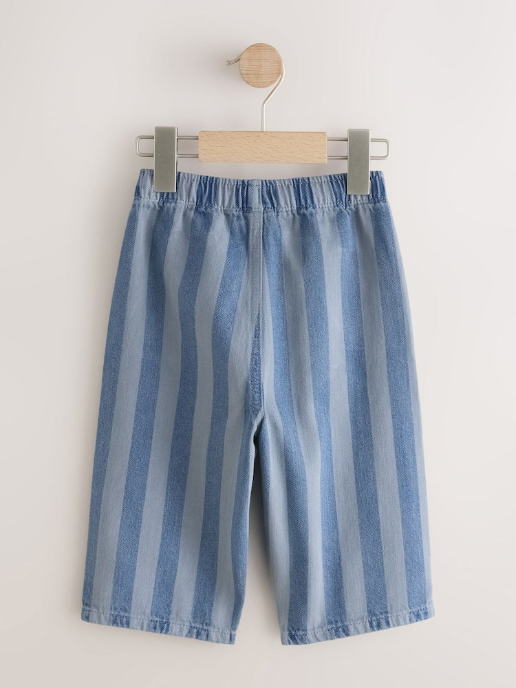Blue Stripe Pull On Wide Trousers (3mths-7yrs)