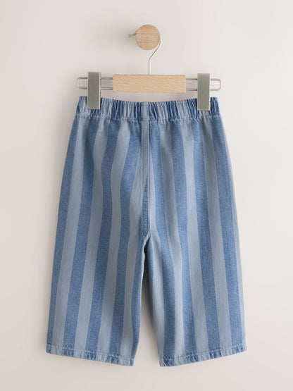 Blue Stripe Pull On Wide Trousers (3mths-7yrs)