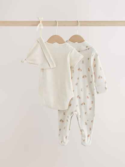 Neutral Hamish Sleepsuit, Bodysuit, Hat and Bib Set 4 Piece (0-9mths)