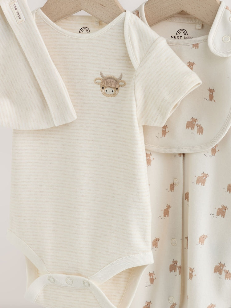 Neutral Hamish Sleepsuit, Bodysuit, Hat and Bib Set 4 Piece (0-9mths)