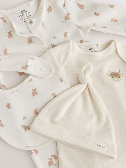 Neutral Hamish Sleepsuit, Bodysuit, Hat and Bib Set 4 Piece (0-9mths)