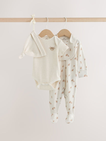 Neutral Hamish Sleepsuit, Bodysuit, Hat and Bib Set 4 Piece (0-9mths)