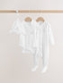 White Baby Sleepsuit, Bodysuit, Hat and Bib Set 4 Piece (0-9mths) - White / Up to 1 Month (50-56cm)