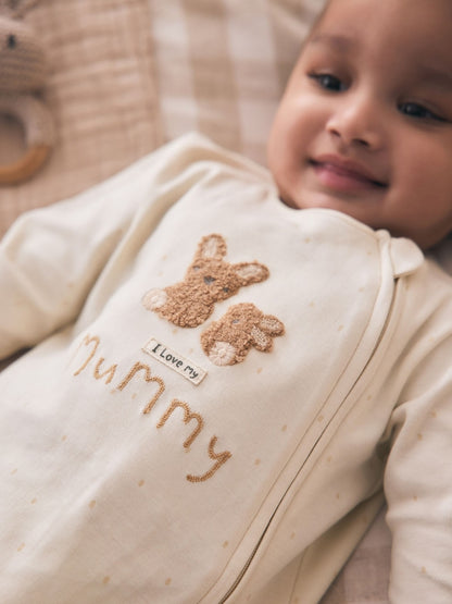 Neutral I Love My Mummy Two Way Zip Baby Sleepsuit (0-18mths) - Size 5lb