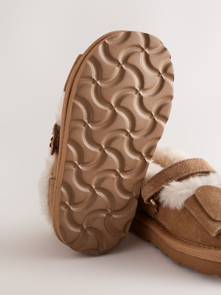 Baker by Ted Baker Faux Fur Lined Slipper Mary Jane Shoes with Bow