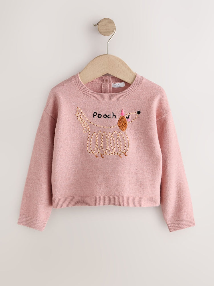Pink Pooch Embroidered