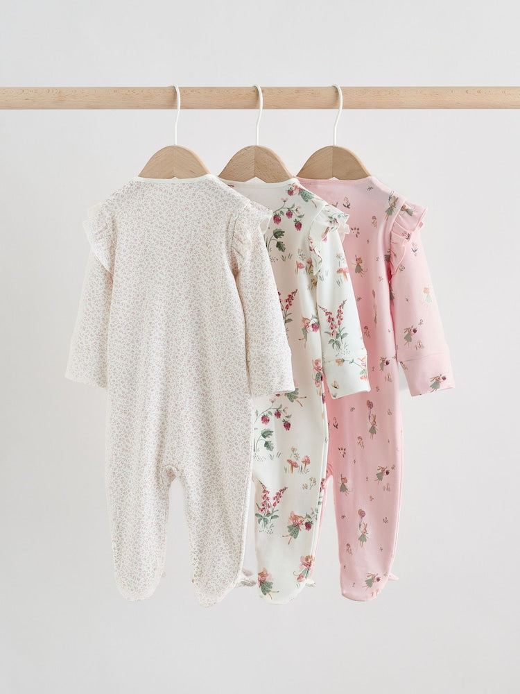 Pink Baby Sleepsuits 3 Pack