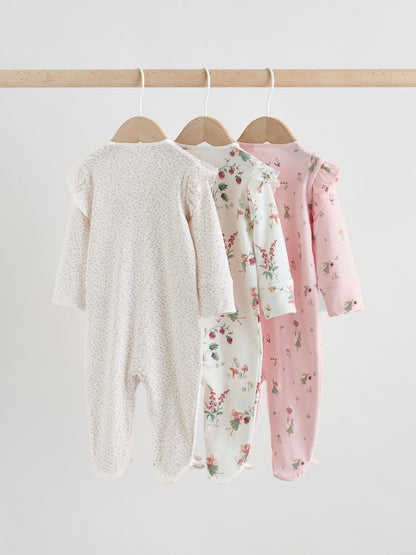 Pink Baby Sleepsuits 3 Pack