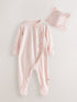 Baker by Ted Baker Pink Pointelle Wrap-Over Sleepsuit & Hat Set - Pink Pointelle Wrap-Over / Upto 3 Months (50 - 62cm)