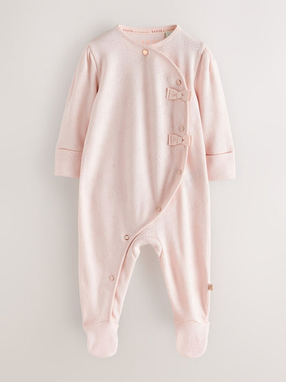 Baker by Ted Baker Pink Pointelle Wrap-Over Sleepsuit &amp; Hat Set